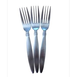 Set Of 3 Pfaltzgraff Raleigh 18/8 Satin Stainless Dinner Forks Retired